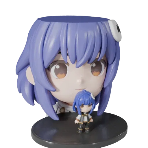 Anime Figure high poly 3D model preview showing pose, studio close-up view, toy proportion and material detail