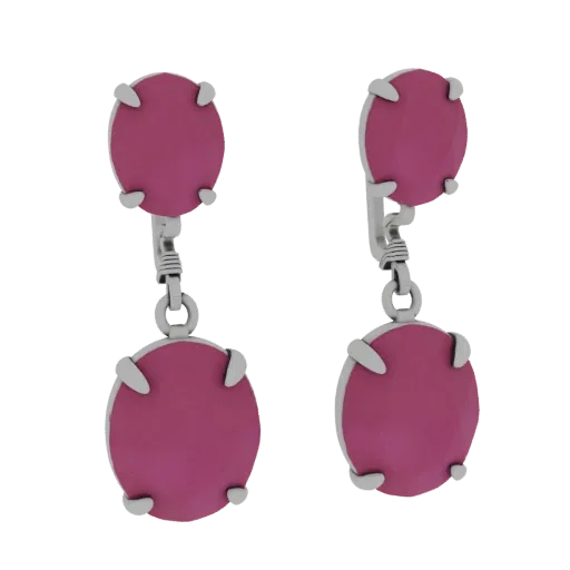 Ruby Earrings scene ready 3D model, three-quarter studio render, showing earring silhouette and surface contrast.