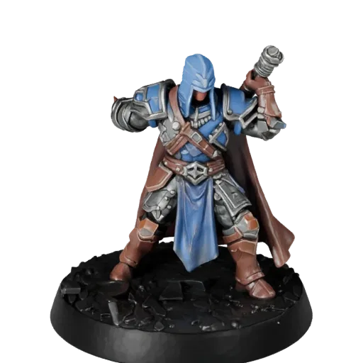Fantasy Wizard Miniature high poly 3D model preview showing silhouette, studio close-up view, pose and resin detail