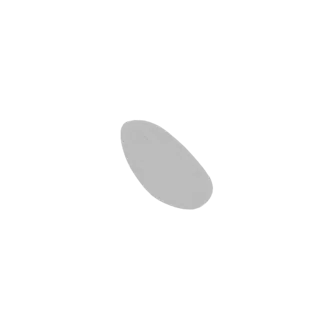Uma renderização 3D de um objeto elíptico cinza suave com linhas de contorno sutis, apresentado contra um fundo branco.