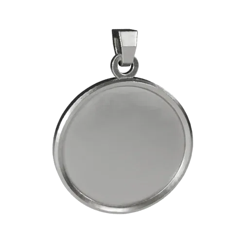 Minimal Medallion game ready 3D model, front view studio render, highlighting pendant seams, edges, and finish layers.