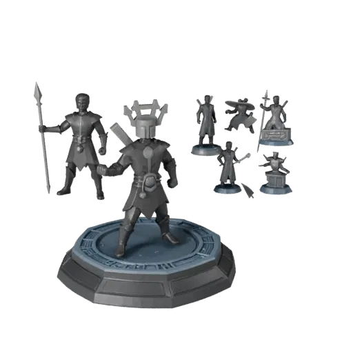 Strategy Meeple Set product render 3D model preview showing scale, three-quarter view, icon shape and table readability