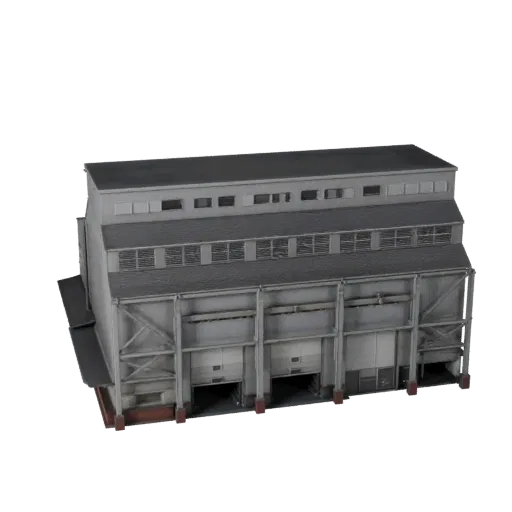 Korn Silo realistisches 3D-Modell, Dreiviertel-Außenansicht, zeigt industrielle Baumaterialien und architektonische Details