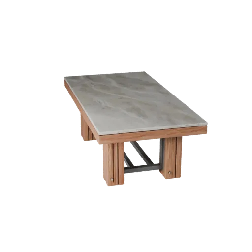 Modello 3D Modulare Set Tavola in Marmo, sala da pranzo, vista isometrica kit modulare, dettaglio venatura legno.