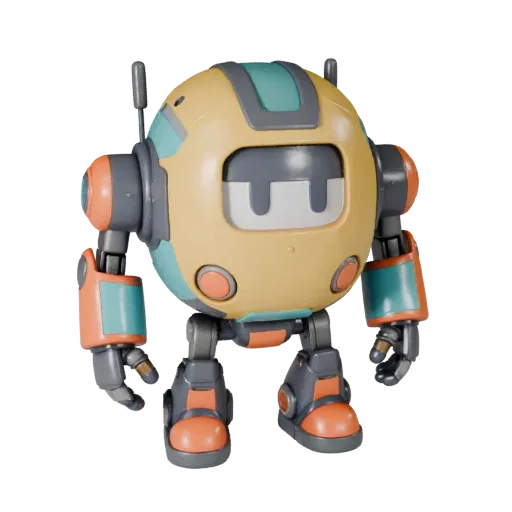 Mascot Robot Figurine stylized 3D model preview showing pose, three-quarter game view and surface detail