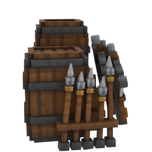 Medieval Armory Barrel and Spears
