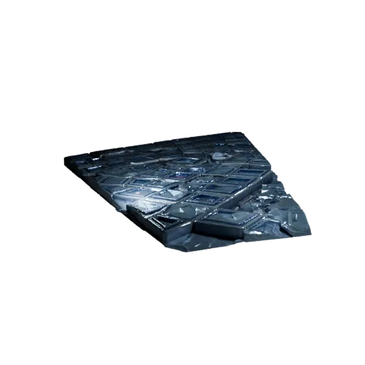 Alien Kristall Ebenes Kachel Modulares 3D-Modell, isometrische Ansicht des modularen Kits, zeigt geschichteten Boden, erhöhte