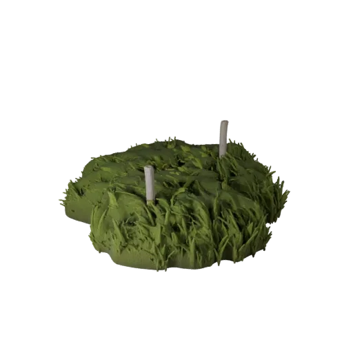 Tall Grass Meadow Patch Unreal Engine 3D model, top-down viewport view, showing leaf clusters, terrain detail.