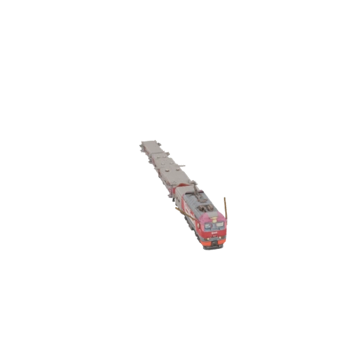 Red Electric Locomotive with Freight Cars