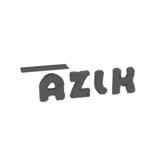 3D model of the stylized text 'AZUH' with a horizontal accent bar above the 'A', rendered in a dark gray matte finish.