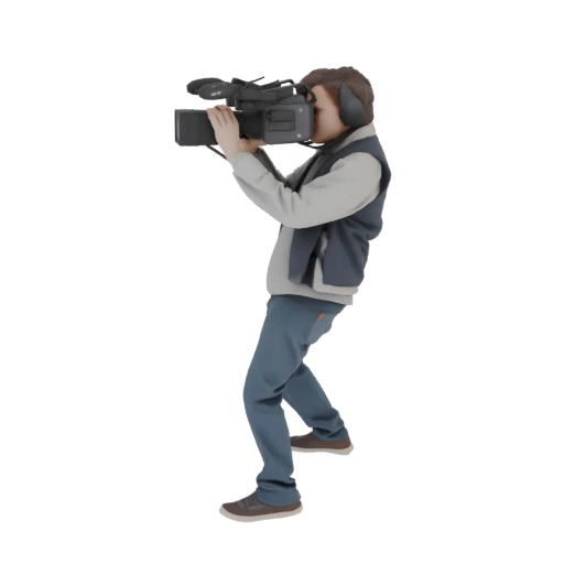 Cameraman with Professional Video Camera