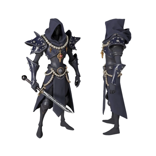 Modelo de Personagem Cultista Inimigo Armado de Fantasia Sombria - Rigado