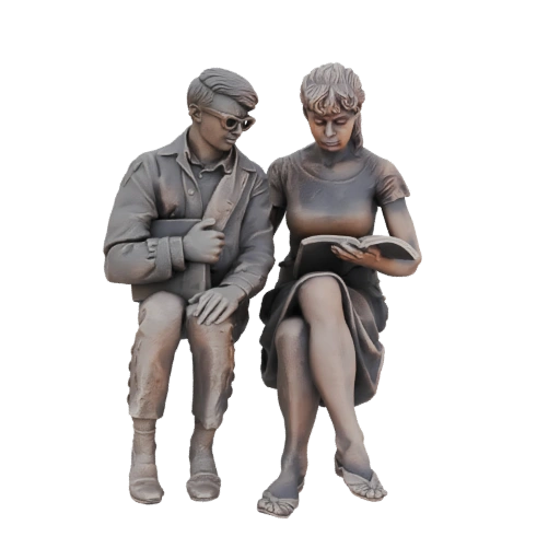 Young Couple Reading Together Statue