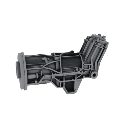 3D model of a 3-speed manual gearbox, gray, on a black background