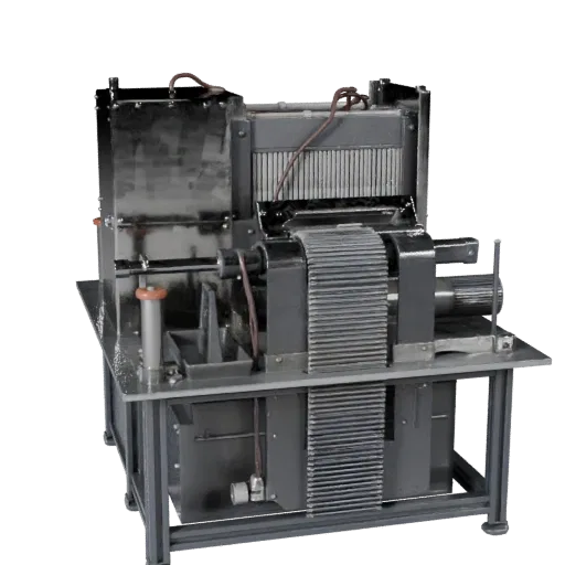 Inspection Packing Machine 3D model, side profile view, technical viewport render, showing painted steel, form detail.