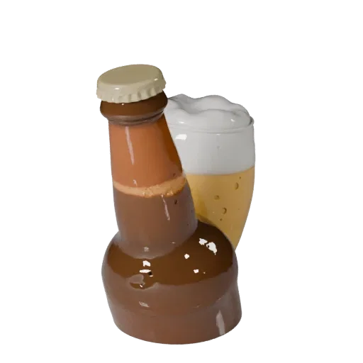 Beer Bottle Realistic 3D model, three-quarter studio render, showing glass, container shape.