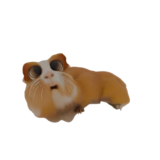 Una renderización 3D de un conejillo de indias adorable con ojos grandes y expresivos y pelaje suave marrón y blanco, mirando