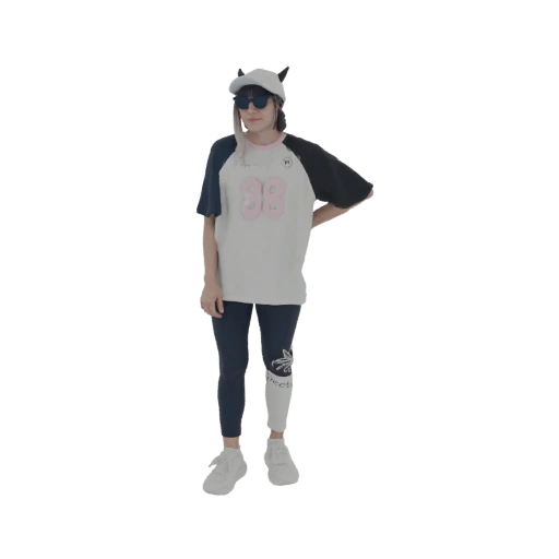 Anime Girl with Cat Ears and Baseball Outfit 3D Model