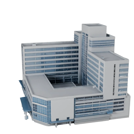Druckbares Krankenhausgebäude STL 3D-Modell - Maßstabsgetreues Asset