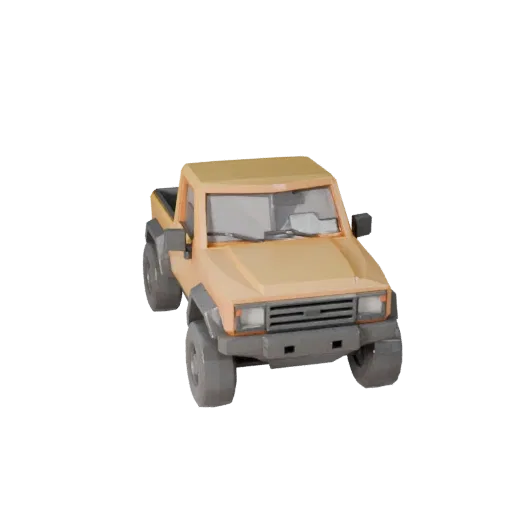 Modelo 3D de Caminhonete Baixo Poli para Jogos Unity e Unreal