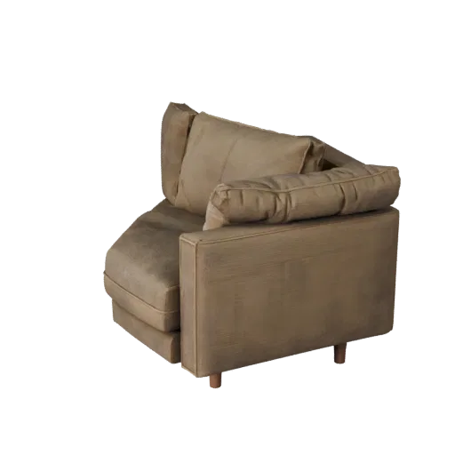 Mid Century Modular Couch Realistic 3D model, living room, three-quarter studio render, woven fabric detail.