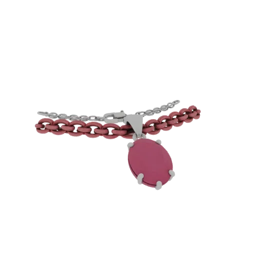 Ruby Necklace collectible detail 3D model, studio profile shot, with calibrated necklace silhouette and material reads.
