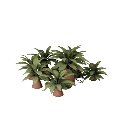 Fern Undergrowth Patch Unreal Engine 3D model, top-down viewport view, showing leaf clusters, terrain detail.