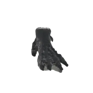 A dark, detailed 3D model of a gargoyle's claw, with sharp talons extended.