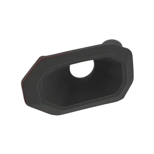 3D render of a dark gray octagonal funnel with a red trim, viewed from a slightly elevated angle.