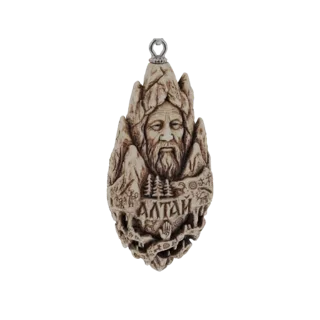 3D model of an ancient sage's face emerging from a mountain, with intricate carvings and symbols.