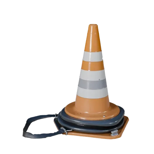 Emergency Safety Cone High Poly 3D model, close-up studio render, showing plastic shells, form detail.