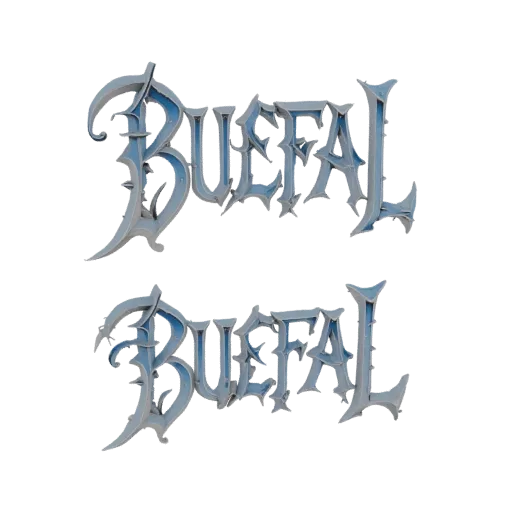 3D model of gothic inscription BUCEFAL with sharp edges and volumetric structure