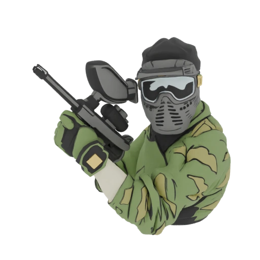 Paintball Player Bust with Marker
