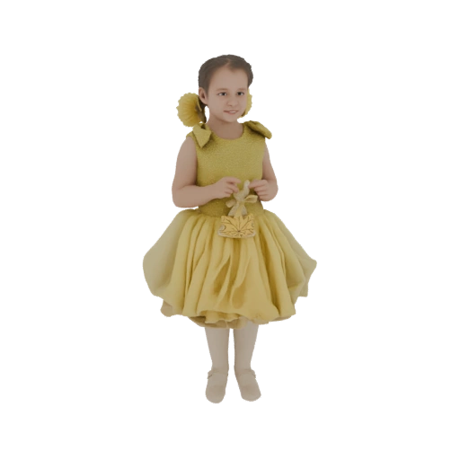 Little Girl in Yellow Dress 3D Model