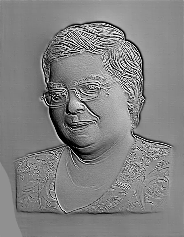 Modèle 3D bas-relief femme lunettes, style sculpture classique
