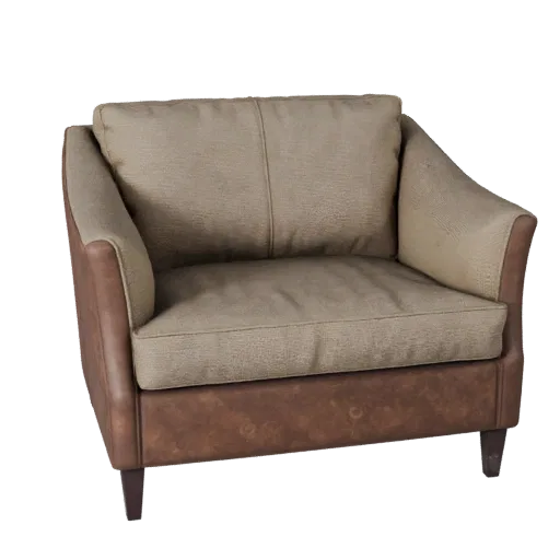 Sectional Loveseat Realistic 3D model, living room, three-quarter studio render, woven fabric detail.