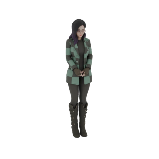 Shy Girl in Plaid Coat 3D Model