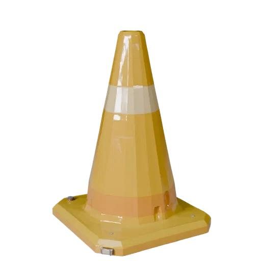 Emergency Safety Cone Low Poly 3D model, game viewport three-quarter view, showing plastic shells, form detail.