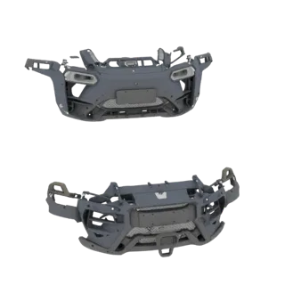 3D model of Evolute i-JOY 2024 car front bumper, gray, with detailed grilles, headlights, and mounting points.