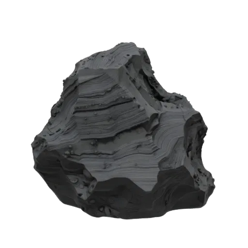 Volcanic Obsidian Rocks Printable 3D model, isometric tabletop STL render, showing stratified stone, lava channels.