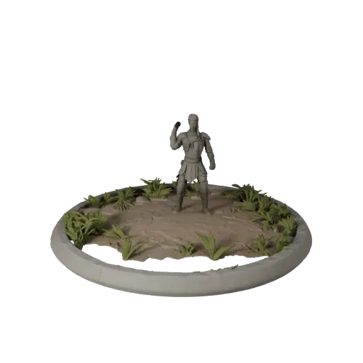 Forest Round Base high poly 3D model preview showing rim shape, studio close-up view, height and ground texture
