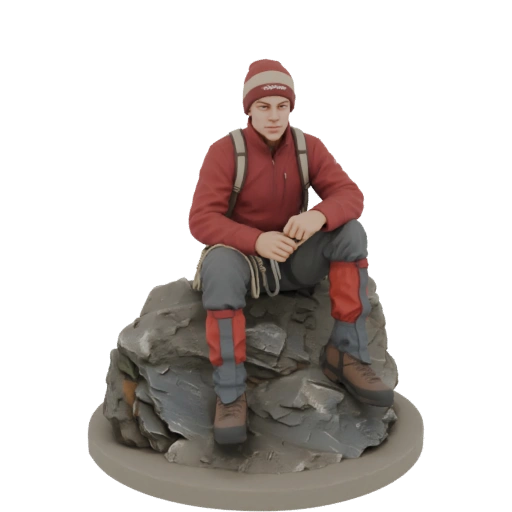 Climber Resting on Rock 3D Model