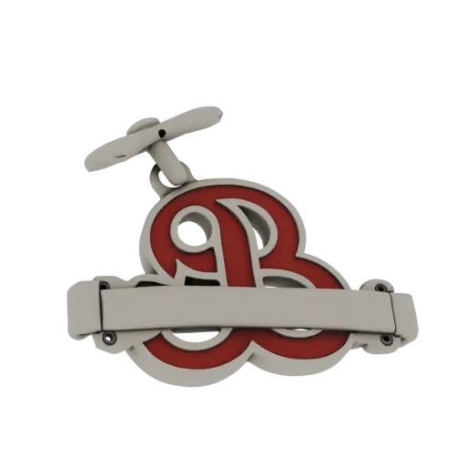 Monogram Style Tie Clip scene ready 3D model, close-up hero shot, showing cufflink silhouette and surface contrast.