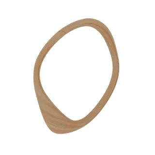 Render 3D de un collar orgánico con textura similar a la madera, de diseño fluido y asimétrico.