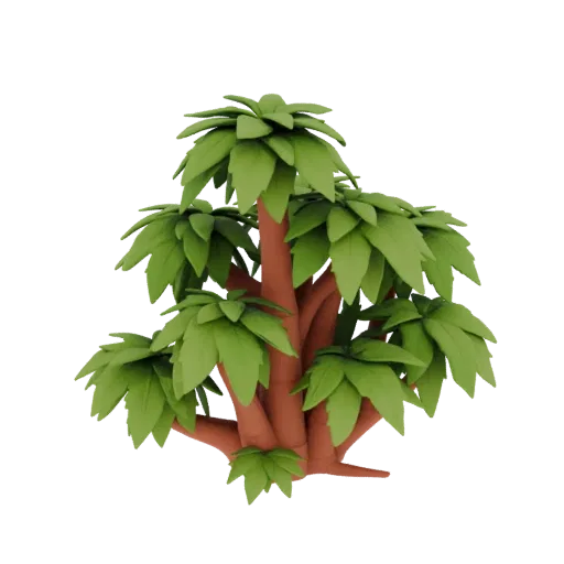 Bamboo Thicket Cluster Printable 3D model, isometric tabletop STL render, showing leaf clusters, terrain detail.