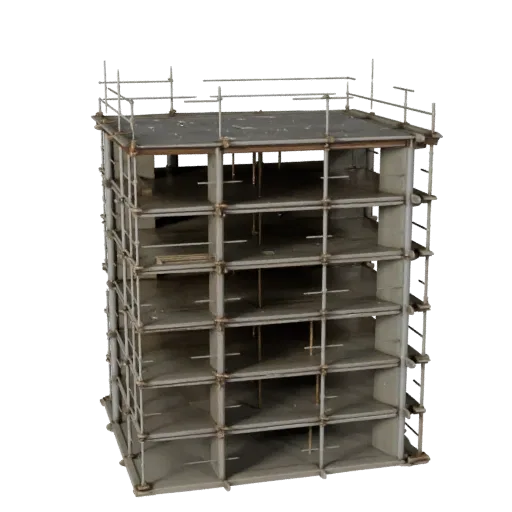 Temporary Scaffold Tower High Poly 3D model, close-up studio render, showing concrete, site-ready silhouettes.