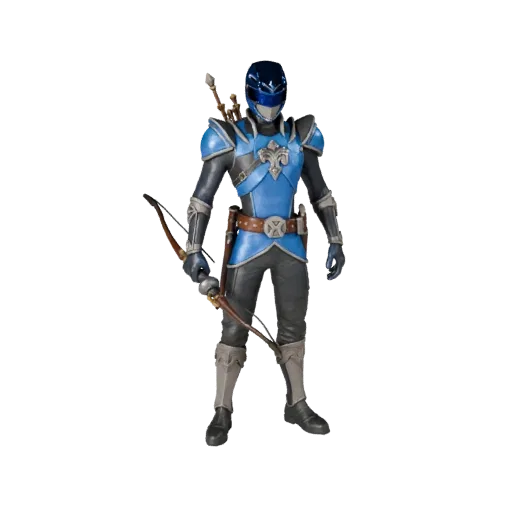 Personaggio 3D Ranger Cobalto Fantasy, vista viewport motore, asset pronto per Unreal Engine con posa in piedi e pbr