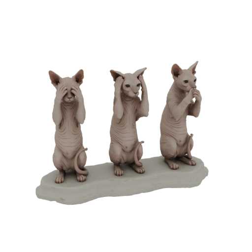 Three Wise Sphynx Cats Figurine