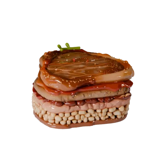 Steak render detail 3D model, side view studio render, with clean topology and PBR shading on the plate.
