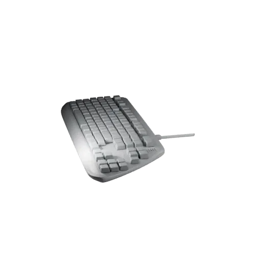 Home Office Keyboard Realistic 3D model, three-quarter studio render, showing plastic, desk-scale silhouettes.